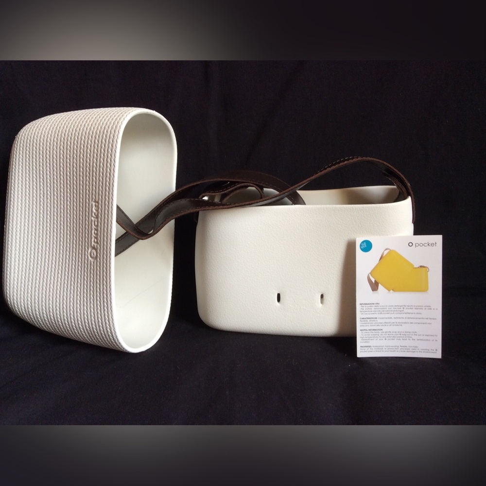 NWT O-bag. White with brown leather strap.